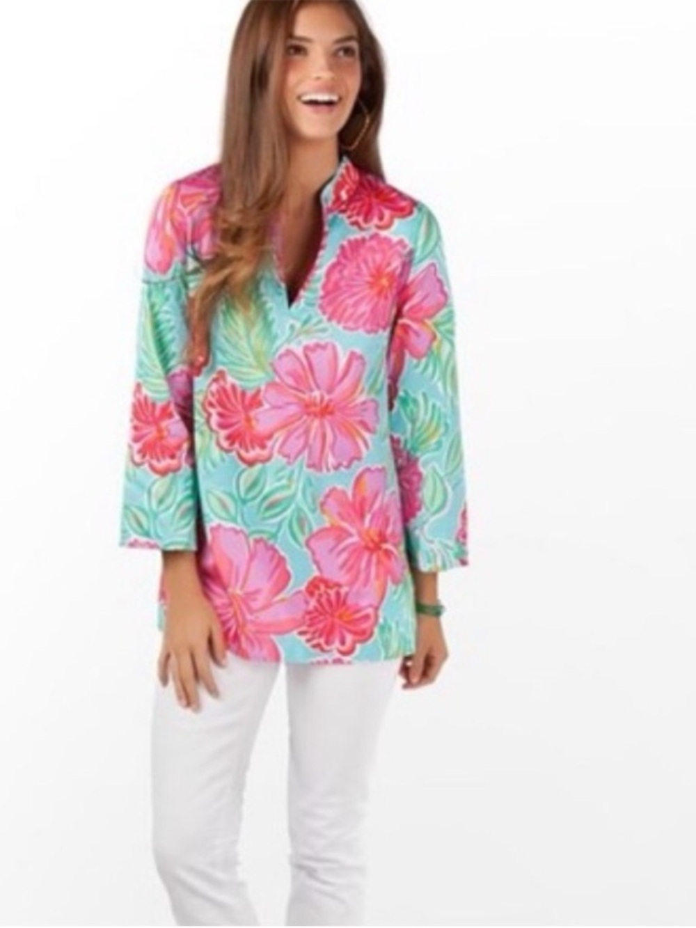 Lilly Pulitzer Ciara pullover tunic “Shorely Blue Bellina” tropical print -XL